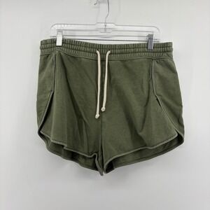 Aerie Dolphin Shorts Olive‎ Green Womens Large Cotton French Terry Drawstring